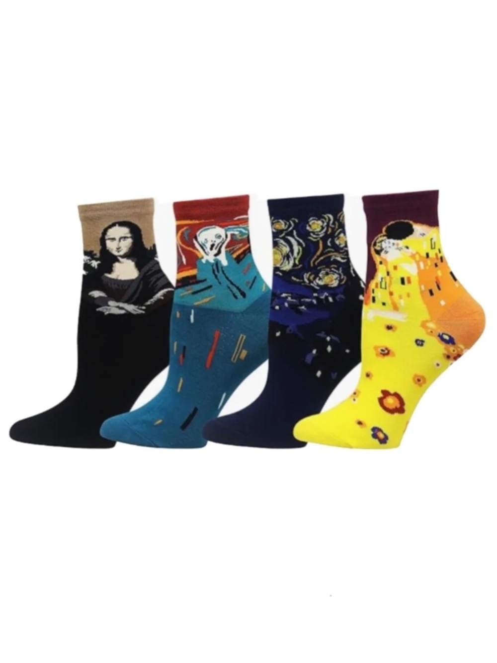 Art Socks - Mona Lisa- Starry Night- The Scream - The Kiss - 4 pair